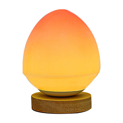 Modern Simplicity Peach Glass Shape Wood Base USB Rechargeable LED Table Lamp Night Light For Home Office