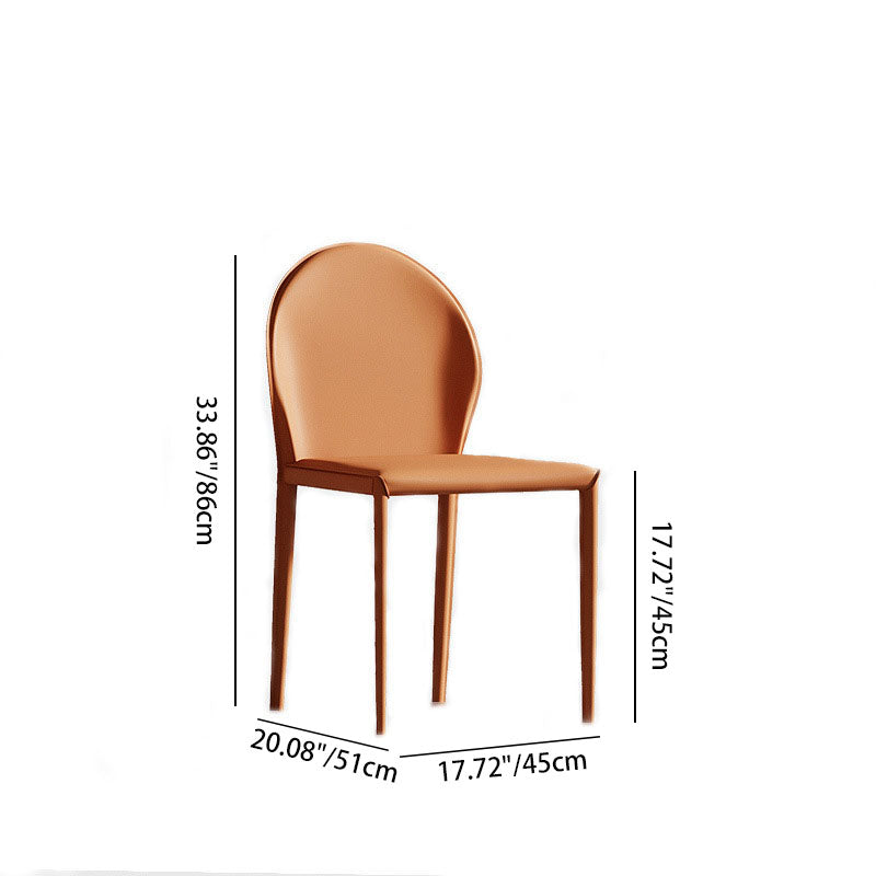 Modern Minimalist Square Half Oval Leather Metal Dining Chair Backrest For Dining Room