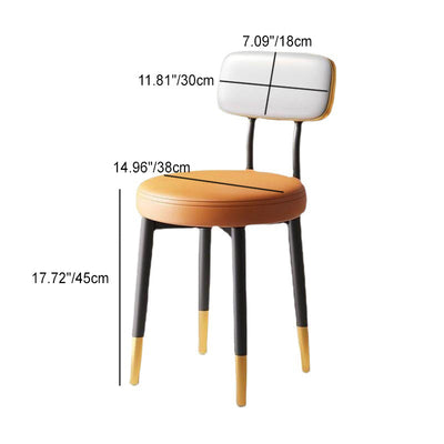 Modern Minimalist Round Upholstered Rectangular Back Leather Metal Dining Chair For Dining Room