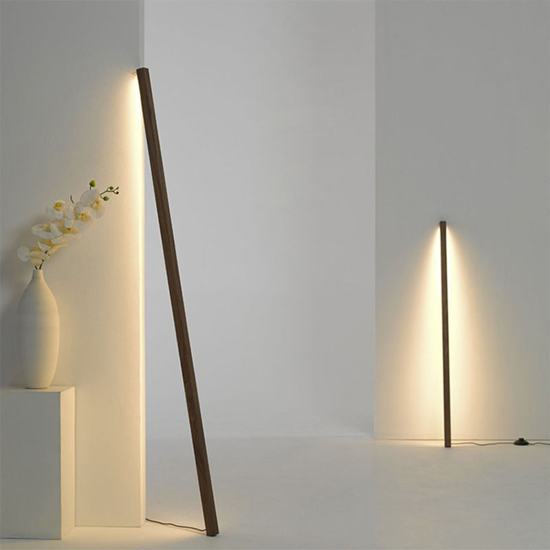 Modern Minimalist Wood PC Strip LED Standing Floor Lamp For Living Room