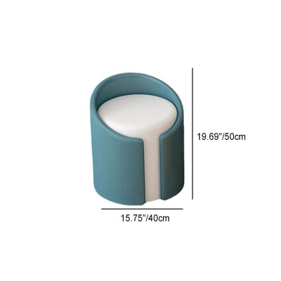 Modern Minimalist Leather Wood Sponge Round Cylinder Vanity Stool Backrest For Bedroom