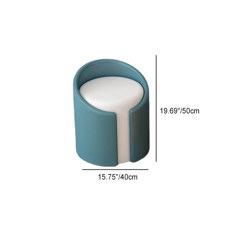 Modern Minimalist Leather Wood Sponge Round Cylinder Vanity Stool Backrest For Bedroom