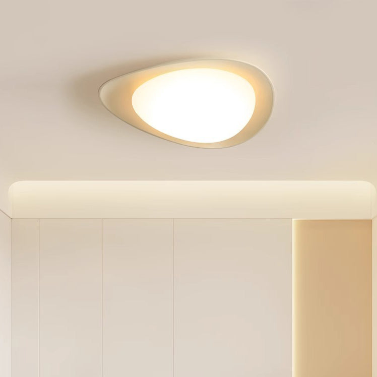 Modern Minimalist Cobblestone Elliptical Resin PE LED Flush Mount Ceiling Light For Bedroom