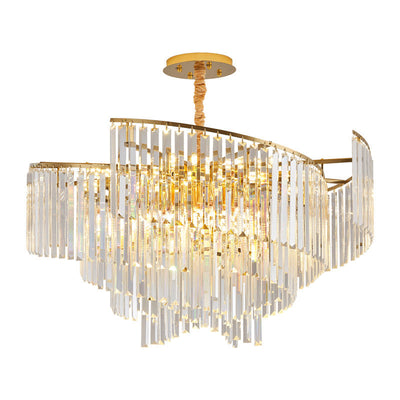 Contemporary Luxury Round Iron Crystal 10/16/24 Light Chandelier For Living Room