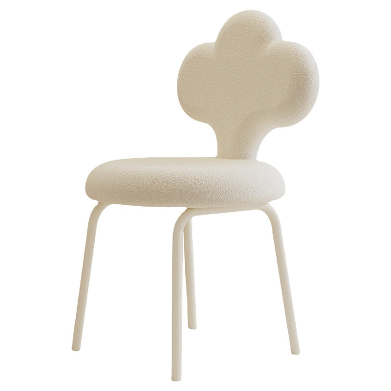 Contemporary Creative Cloud Shape Lambswool Upholstered Swivel Vanity Stool Backrest For Bedroom