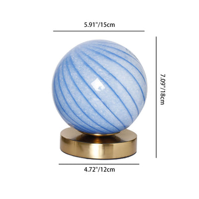 Modern Simplicity Glass Iron Ball Stripe Planet LED Rechargeable Table Lamp For Bedroom