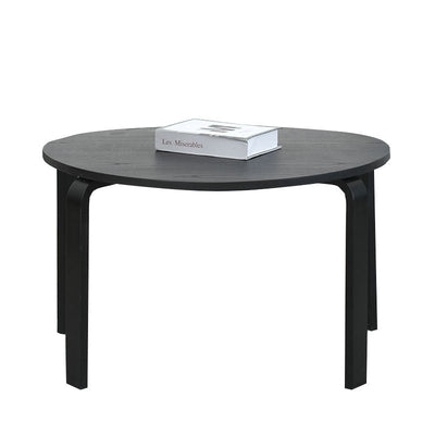 Contemporary Creative Bend Round Wood Coffee Table 1-Tier For Living Room