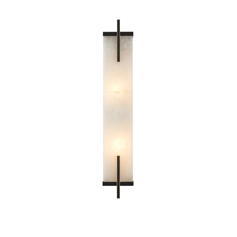 Modern Luxury Full Copper Marble Rectangle LED Wall Sconce Lamp For Living Room