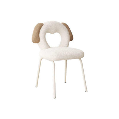 Modern Art Deco Hollow Dog Square Lambswool Wood Metal Vanity Stool Backrest Armless For Bedroom