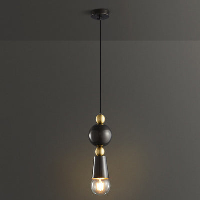 Modern Minimalist Geometric Column Glass Brass 1-Light Pendant Light