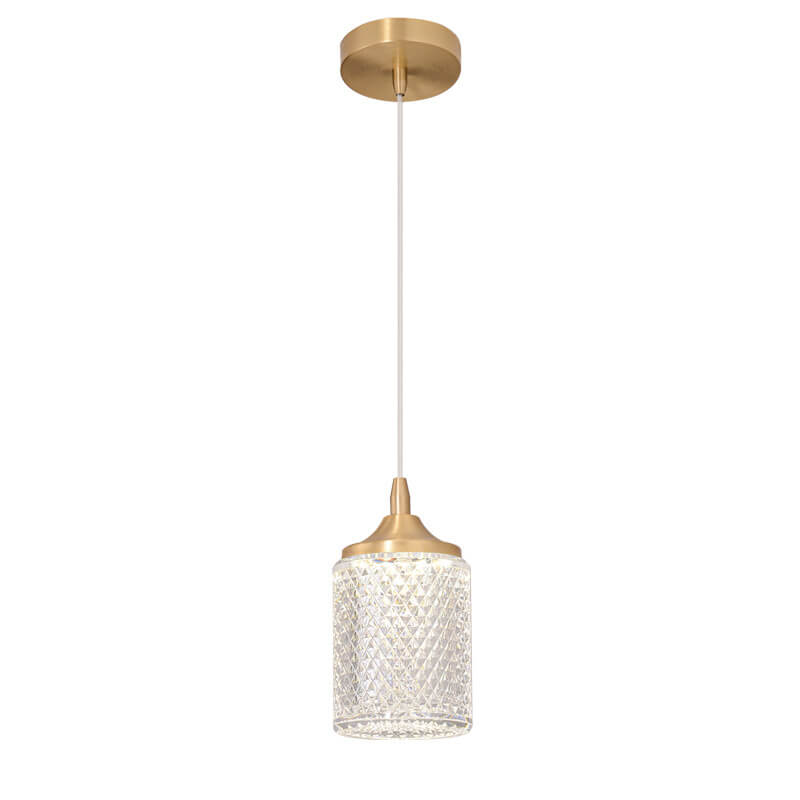 Modern Luxury All-Copper Glass Cylinder Spherical Diamond LED Pendant Light