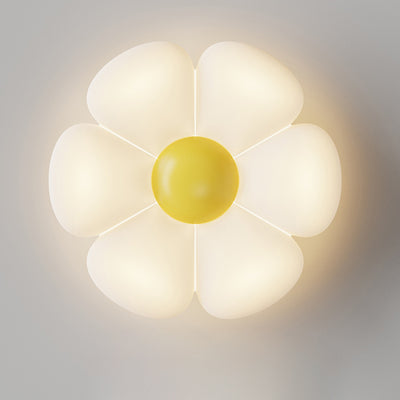 Contemporary Creative Daisy Flower PE Iron LED Flush Mount Ceiling Light For Bedroom