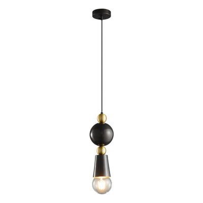 Modern Minimalist Geometric Column Glass Brass 1-Light Pendant Light