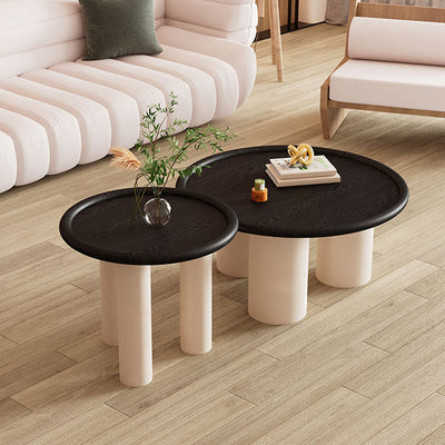 Modern Minimalist Round Tabletop Eco-friendly Plate Coffee Table 4-Leg For Living Room