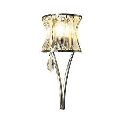 Contemporary Luxury Prismatic Clear Crystal Shade Iron 1-Light Wall Sconce Lamp For Living Room