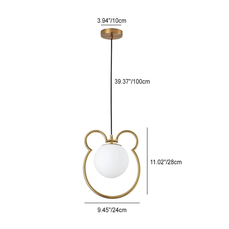 Lampe suspendue contemporaine et créative avec cadre en fer et abat-jour en verre, 1 lumière, pour chambre à coucher 