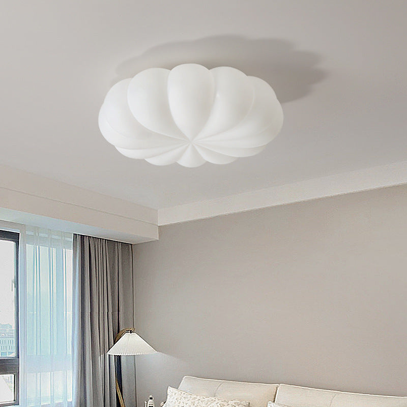 Contemporary Nordic Metal PE Round Pumpkin LED Flush Mount Ceiling Light For Bedroom