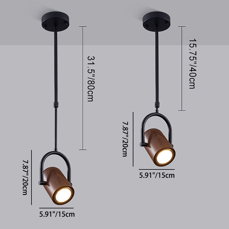 Modern Minimalist Cylinder Rotatable Angled Iron Glass LED Pendant Light For Living Room