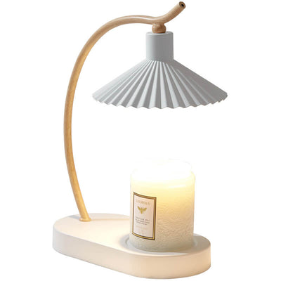 Modern Creative Iron Umbrella Shape Arc Imitation Wood Grain Lamp Arm 1-Light Melting Wax Table Lamp