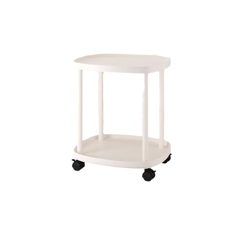 Contemporary Scandinavian Square PP Carbon Steel End Table 2-Tier Movable For Bedroom