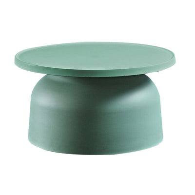 Modern Minimalist Round Plastic Coffee Table 1-Tier For Living Room