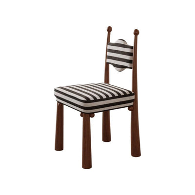 Traditional French Square Zebra Pattern Fabric Upholstered Ash Wood Dining Chair Backrest For Dining Room