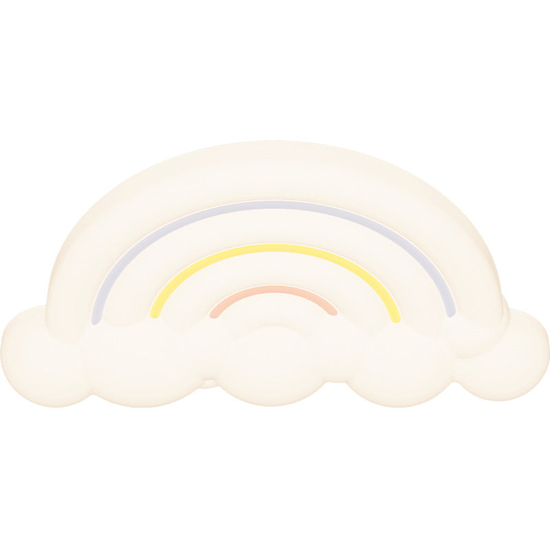 Contemporary Creative Cartoon Acrylic Cloud Rainbow Design LED Kids Flush Mount Ceiling Light For Bedroom