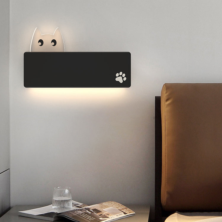 Modern Simplicity Cartoon Animal Cat Rectangular Iron LED Wall Sconce Lamp For Living Room