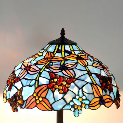 Traditional Tiffany Butterfly Decoration Stained Glass 2-Light Standing Floor Lamp For Study