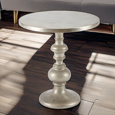 Traditional European Round Solid Wood End Table For Living Room