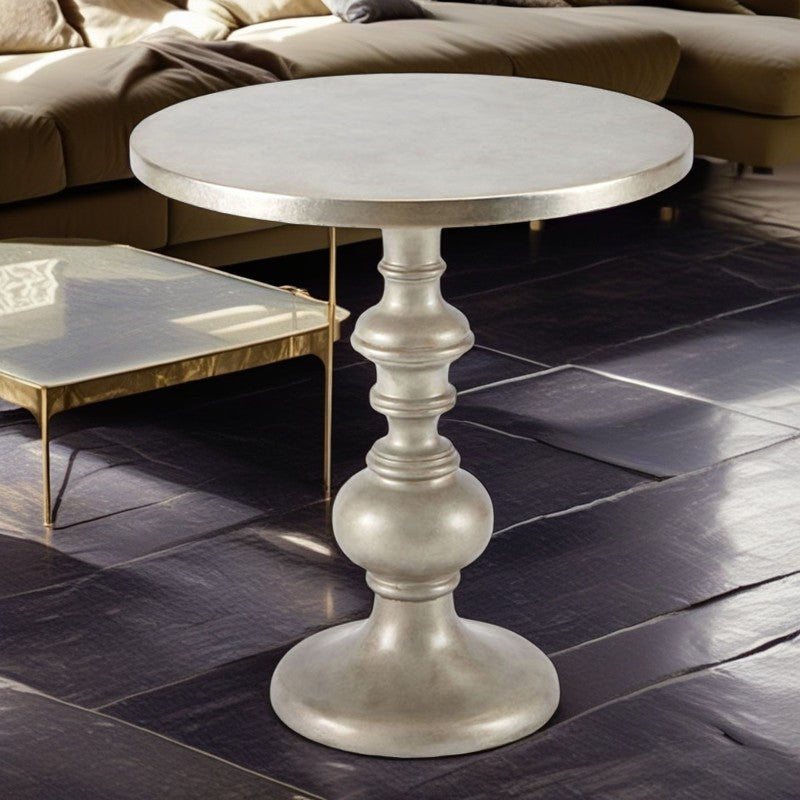 Traditional European Round Solid Wood End Table For Living Room