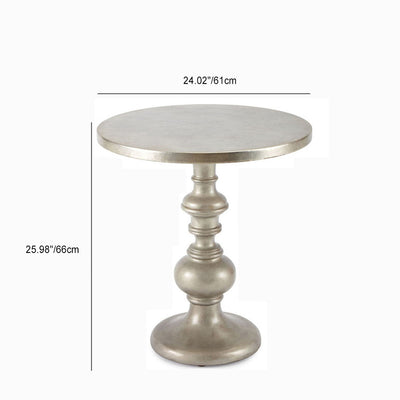 Traditional European Round Solid Wood End Table For Living Room