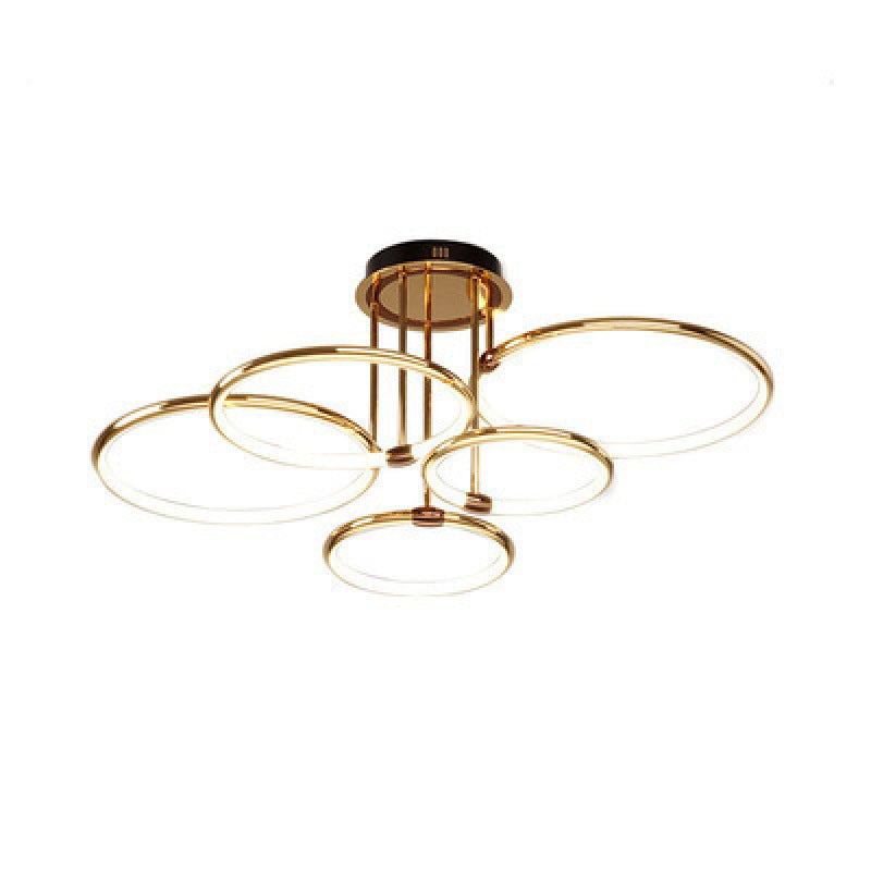 Contemporary Luxury Circle Combo Design LED Semi-Flush Mount Ceiling Light For Bedroom