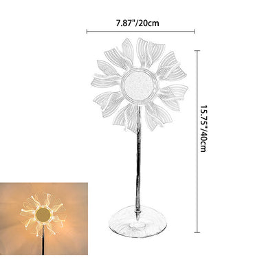 Contemporary Creative Windmill Sunflower Disc Base Iron Acrylic LED Table Lamp For Bedroom