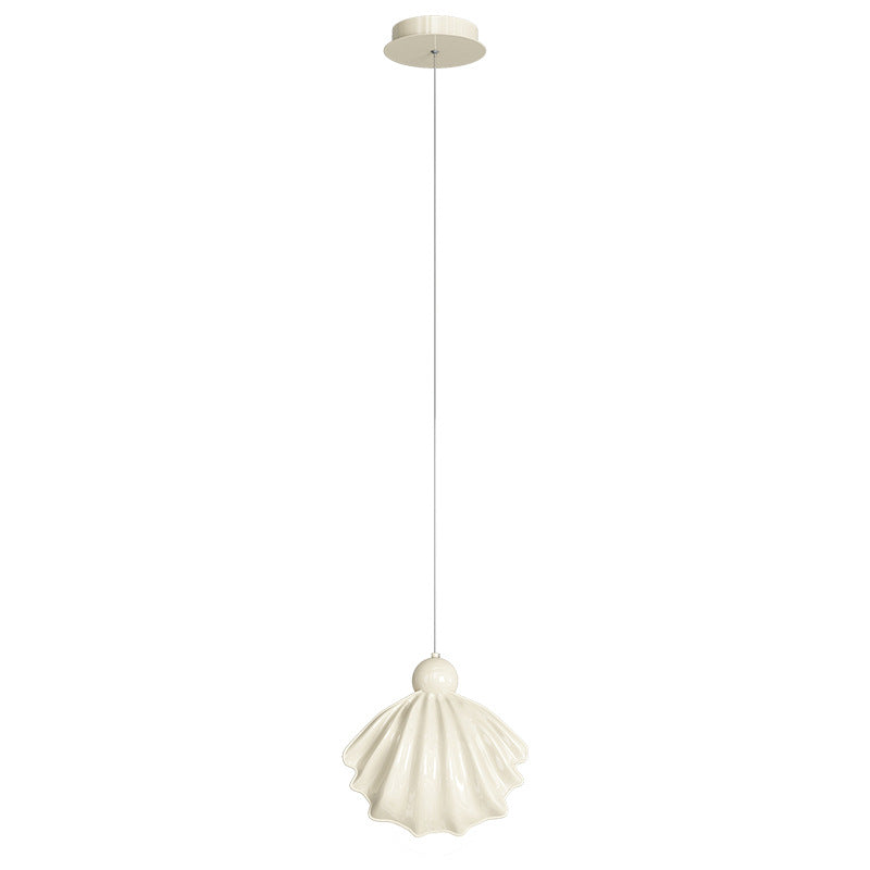 Contemporary Nordic Cream Iron Resin Shell Design 1-Light Pendant Light For Living Room