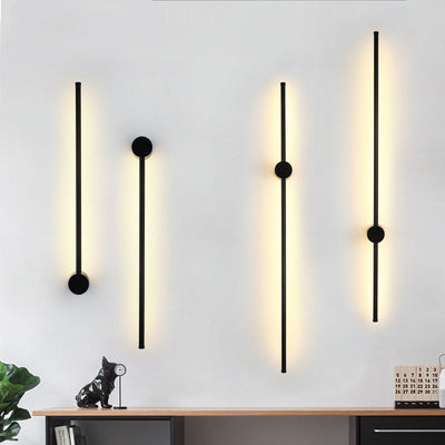 Modern Minimalist Long Aluminum Iron Silicone LED Wall Sconce Lamp For Bedroom