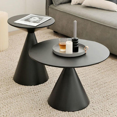 Modern Minimalist Round Cone Base Iron Coffee Table For Living Room