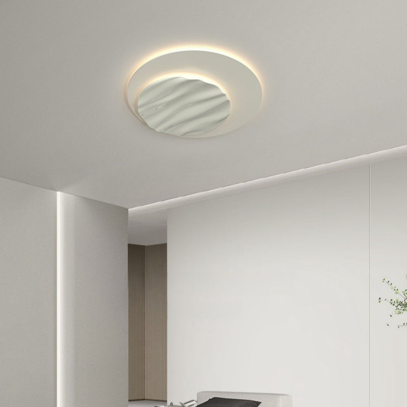 Modern Minimalist Aluminum Polycarbonate Round Ripple LED Flush Mount Ceiling Light For Bedroom