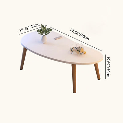 Modern Minimalist Mango Shape Oval Density Plate Wood Coffee Table For Living Room