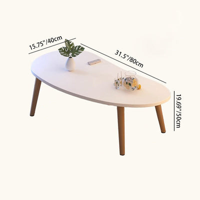 Modern Minimalist Mango Shape Oval Density Plate Wood Coffee Table For Living Room