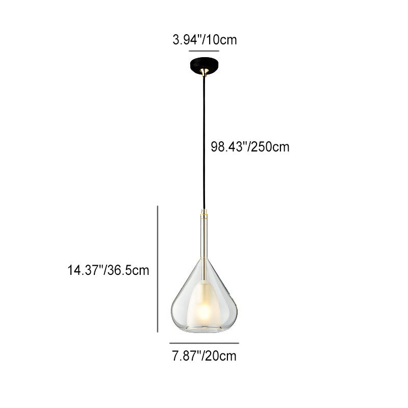 Contemporary Scandinavian Diamond Copper Glass 1-Light Pendant Light For Bedroom