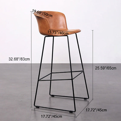 Contemporary Retro Square Leather Stainless Steel Bar Stool Backrest Footrest For Dining Room