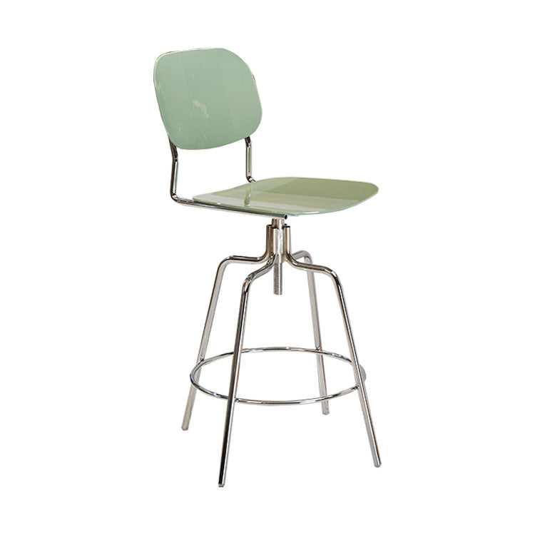 Contemporary Scandinavian Square Plastic Metal Frame Bar Stool Backrest Footrest For Dining Room