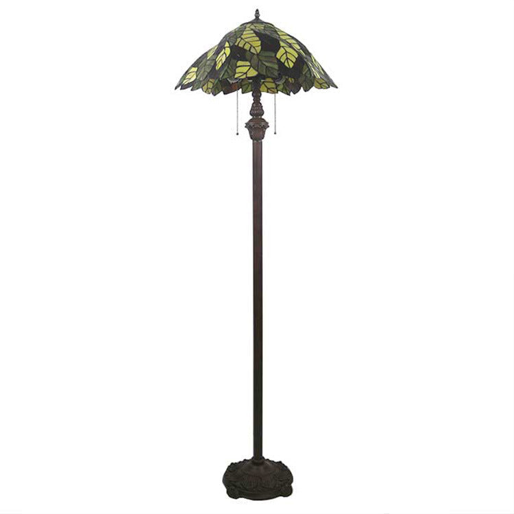 Traditional Tiffany Stained Glass Alloy 2-Light Standing Floor Lamp For Bedroom