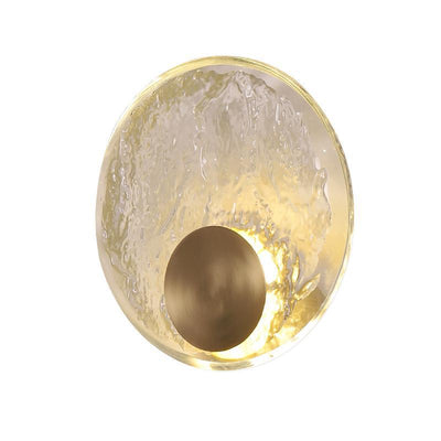 Contemporary Luxury Brass Water-ripple Round Crystal LED Wall Sconce Lamp For Living Room