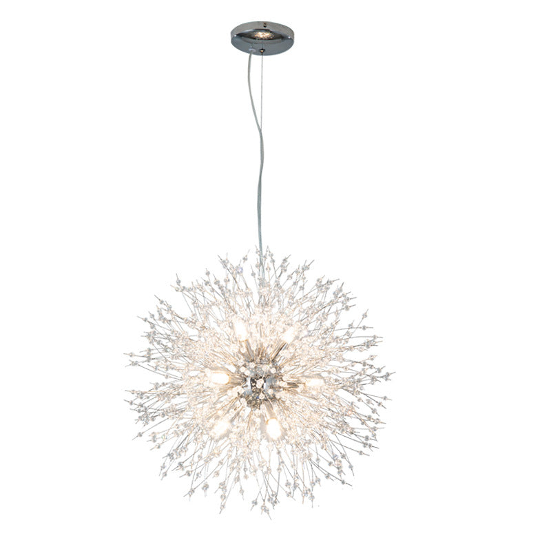 Contemporary Creative Hardware Crystal Beads Decorate Dandelion Design 8/9/12-Light Chandelier For Living Room