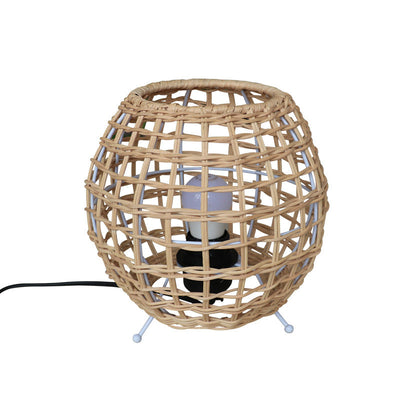 Traditional Farmhouse Metal Weaving Cane Ball 1-Light Table Lamp For Bedroom