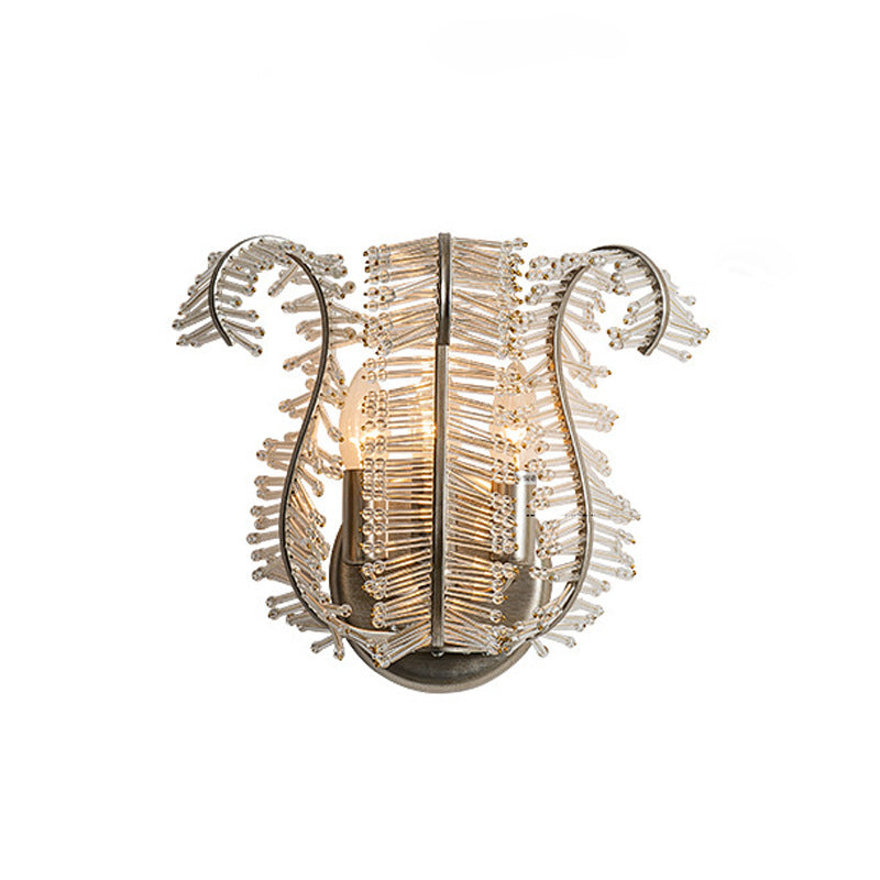 Contemporary Creative Glass Banana Leaf Iron Frame 3-Light Wall Sconce Lamp For Living Room