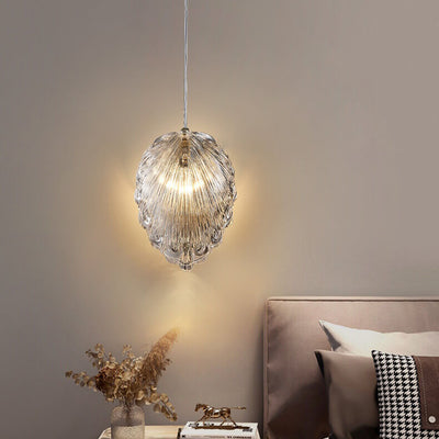 Modern Luxury Glass Shell Shape 1-Light Pendant Light For Bedroom