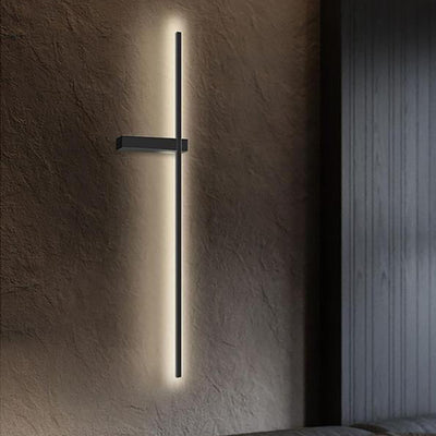 Modern Minimalist Iron Aluminum Silica Strip Line LED Wall Sconce Lamp For Bedroom